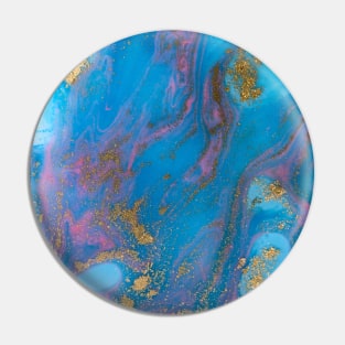 Pink And Blue Marble Watercolour With Gold Effect Pin