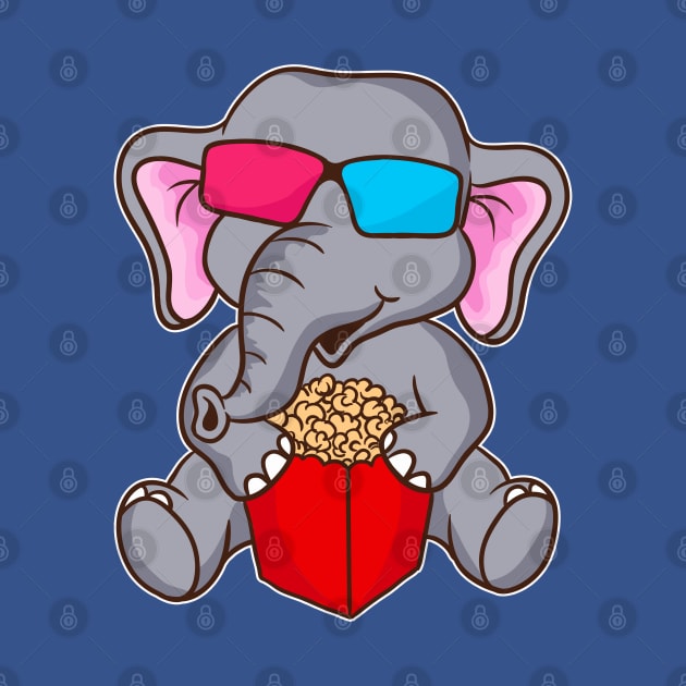 Cute Funny Elephant 3D Glasses Movie Popcorn by E