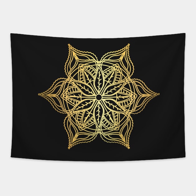 Gold Meditation Mandala Tapestry by sarahwainwright