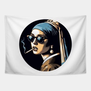 girl with a pearl earring smoking Tapestry