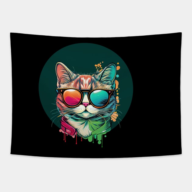 Colorful cat Tapestry by afmr.2007@gmail.com