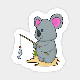 Koala as Fisher with Fishing rod & Fish Magnet