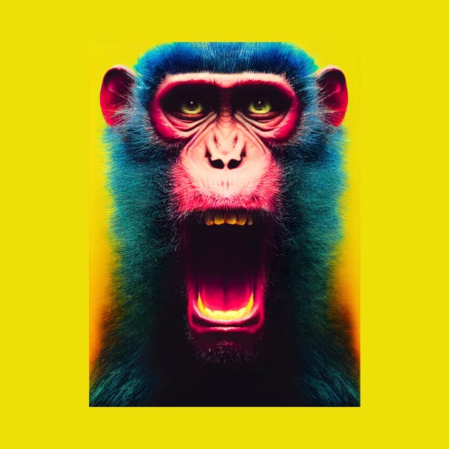 Crazy monkey on yellow background. by RulizGi