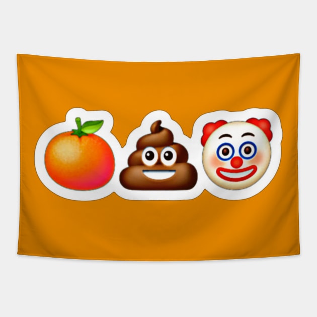 🍊💩🤡 Sticker- White - Front Tapestry by SubversiveWare