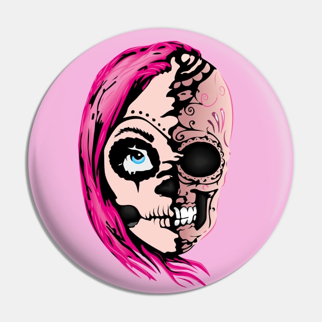 Mexican girl's skull Pin by Petrwill