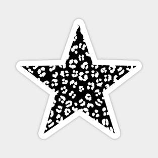 Black and White Leopard Cheetah Print Star Magnet