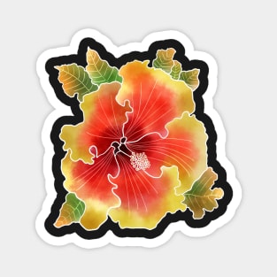 Hibiscus Garden on Forest Green Magnet