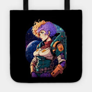 Anime Girl Space Astronaut with Colourful Hair Tote