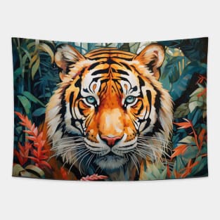 Tiger face deep in the jungle Tapestry