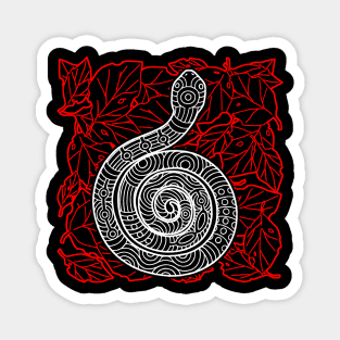 Tribal Snake Ink Art Tattoo Red White Magnet