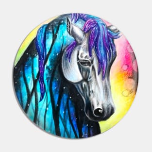 Rainbow Watercolor Horse Pin