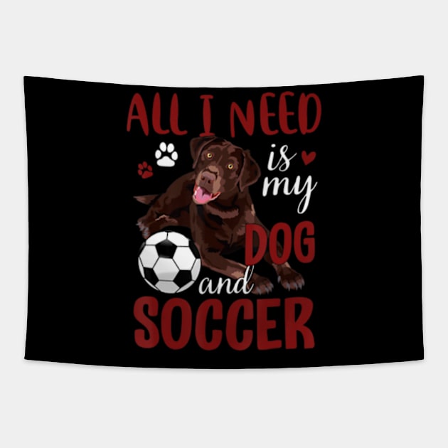 Chocolate Labrador Retriever Dog Lover Soccer Tapestry by marchizano