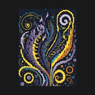 Abstract Colorful Swirl Flowers T-Shirt