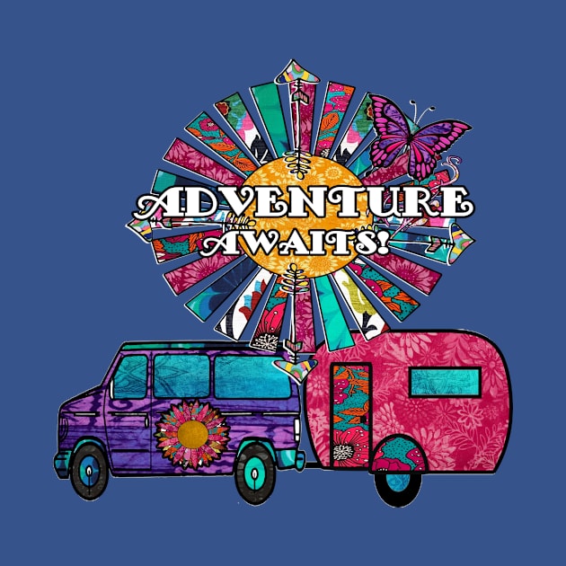 Adventure Awaits with van and travel trailer by artbyomega