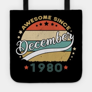 Awesome Since December 1980 Birthday Retro Sunset Vintage Tote