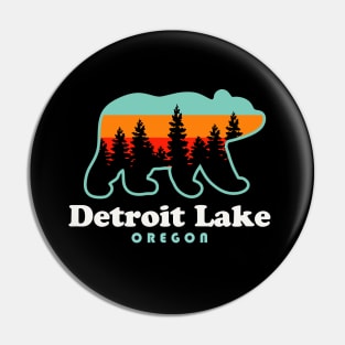 Detroit Lake Oregon Bear Retro Sunset Pin