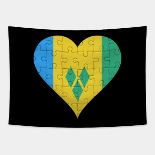 Saint Vincentian Jigsaw Puzzle Heart Design - Gift for Saint Vincentian With St Vincent And The Grenadines Roots Tapestry