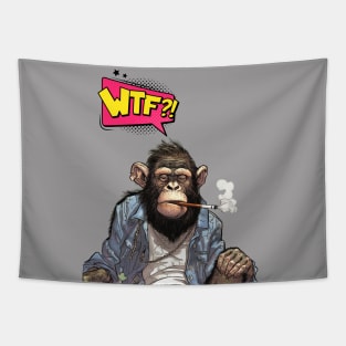 Stoned Monkey WTF Monkey Thoughts Tapestry