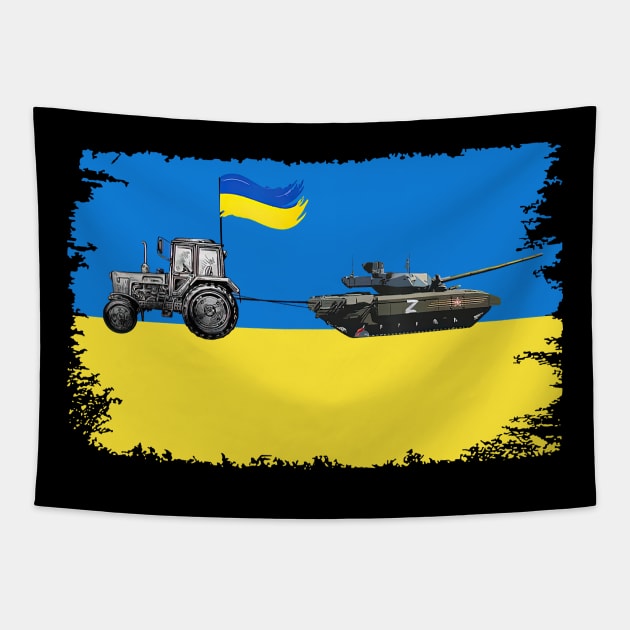 Ukraine Ukraina tractor vs tank funny Tapestry by Rosiengo