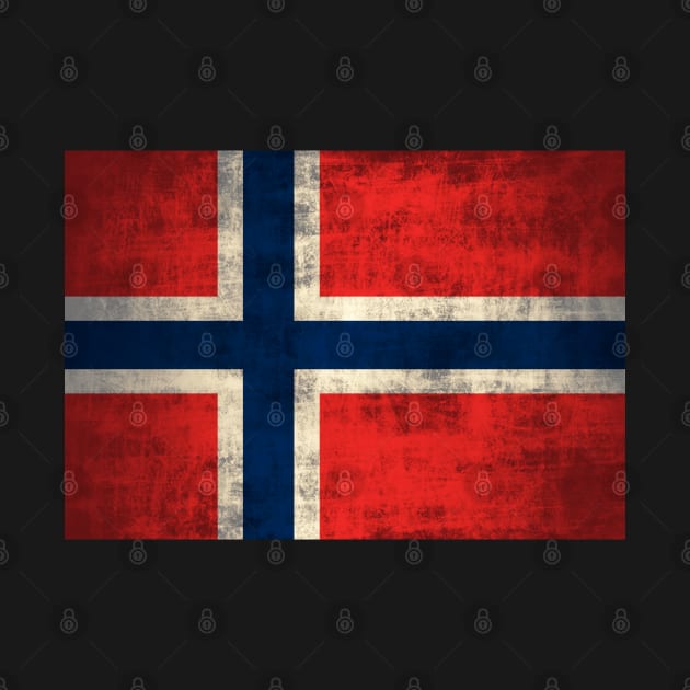 Vintage Rustic Flag Of Norway Norge Norwegian by E