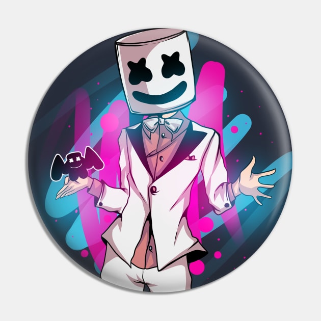 Marshmello Happy Neon Party Pin by DenielHast