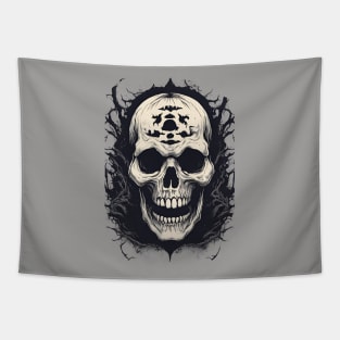 Ghastly Grin Scary Dark Halloween Skull Art Tapestry