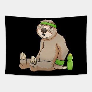 Exhausted sloth at the jogging with a bottle Tapestry