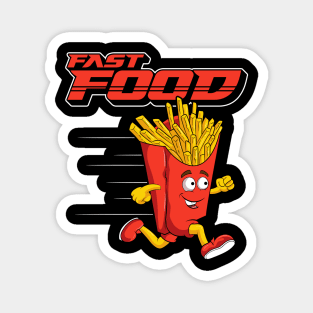 Cute & Funny Fast Food Running French Fries Punny Magnet