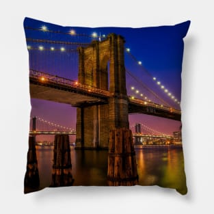 Brooklyn Bridge at night Pillow