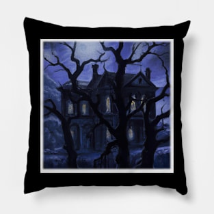 Spooky House at Night Pillow