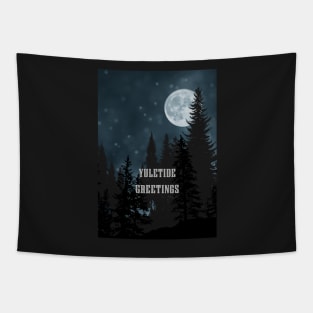 Yuletide Greetings - Yule Moon Tapestry