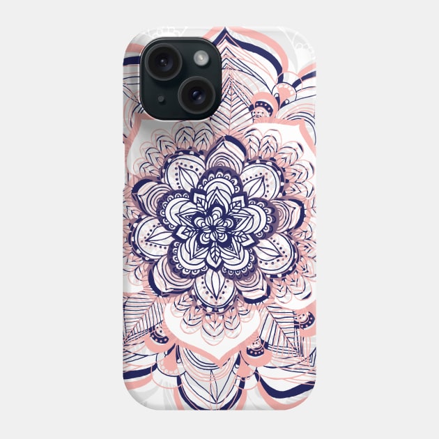 Woven Dream - Pink, Navy & White Mandala Mask Phone Case by tangerinetane
