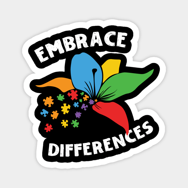 Embrace Differences Autism Awareness Magnet by The WYLD Tribe