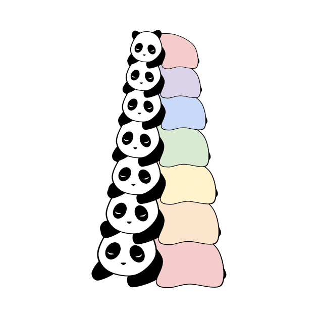 Sleepy Panda Stack (Rainbow, White Background) by elrathia