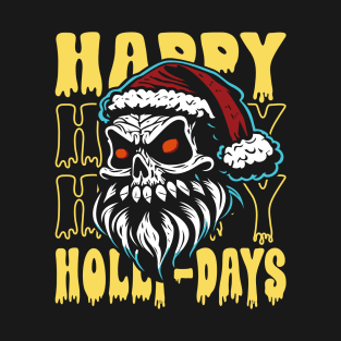 Santa Claus Skull Happy Holly-Days T-Shirt