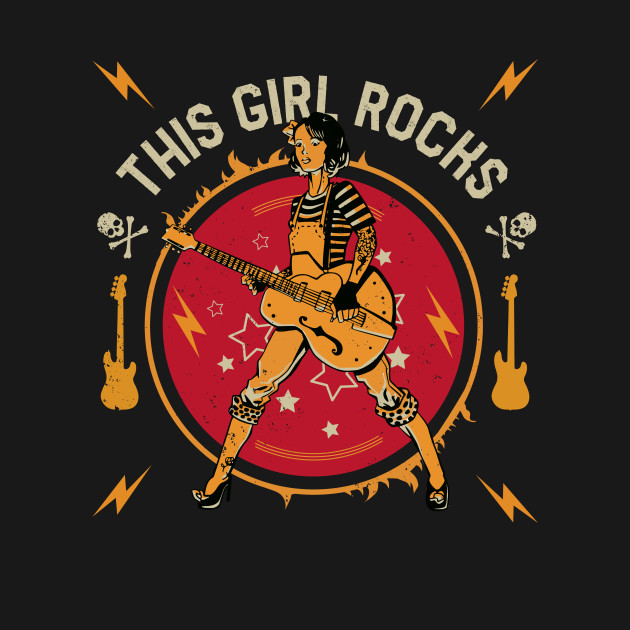 Disover This Girl Rocks // Rocker Chick // Rock n Roll Grunge Graphic - Rocker Girl - T-Shirt