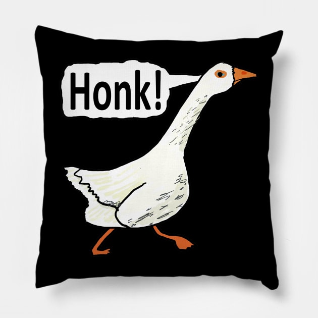 Funny Goose Honk Pillow by Mark Ewbie