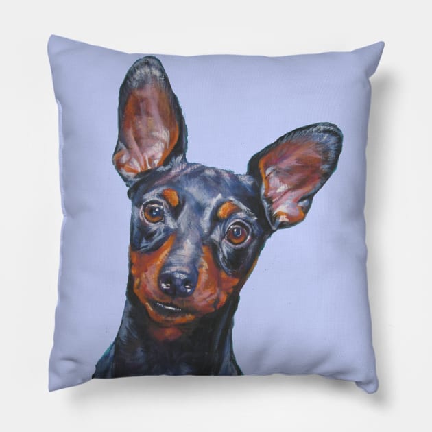 Miniature Pinscher Fine Art Painting Pillow by LASHEPARD