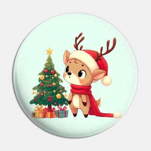 Christmas Deer and Christmas Tree Pin