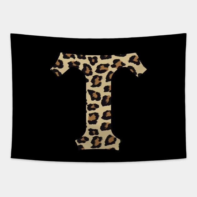 Letter T Leopard Cheetah Monogram Initial Tapestry by squeakyricardo