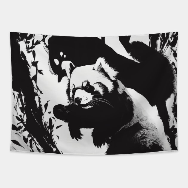 Red Pandas Shadow Silhouette Anime Style Collection No. 92 Tapestry by cornelliusy