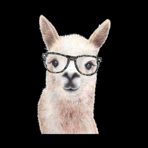 Hipster Llama Wearing Glasses Funny Drawing Llama Tapestry TeePublic