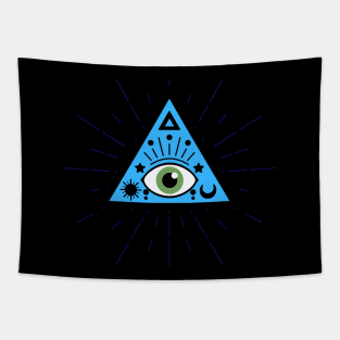 All Seeing eye - blue with green eye Tapestry