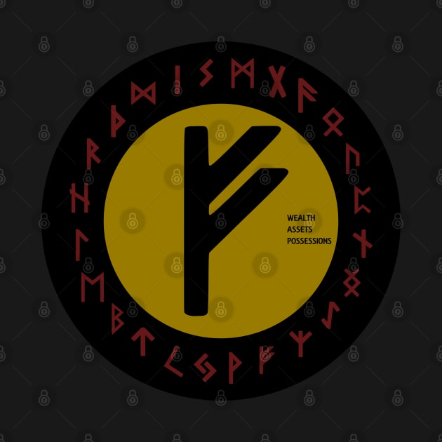 Yellow Fehu Elder Futhark | Viking Rune Symbol by DepicSpirit