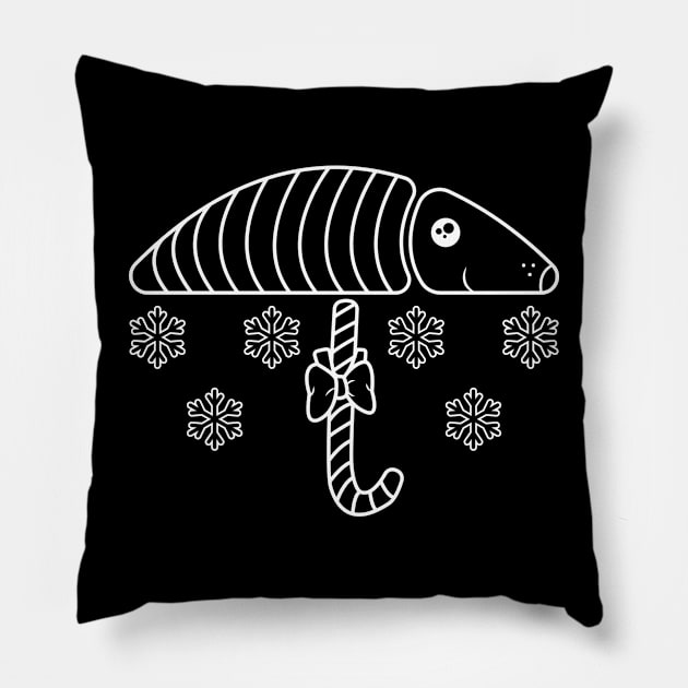 mouse umbrella in christmas winter Pillow by Hi Project