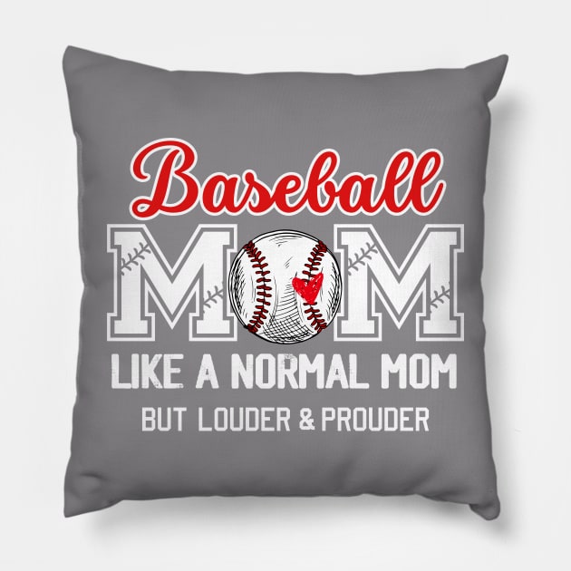 Mothers Day Shirt, Retro Baseball Mom Cool Moms Club Shirt, Funny Mom Shirt, Mom Birthday Gift, Cute Mom Gift, Rocker Mama Tee Pillow by Emouran