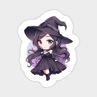 Cute Purple Halloween Witch Magnet