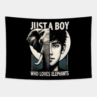 Just A Boy Love For Elephants Tapestry