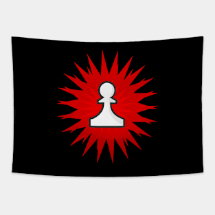 Chess Pawn (Red burst) Tapestry