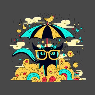 CatWithUmbrellaOnCloud. T-Shirt